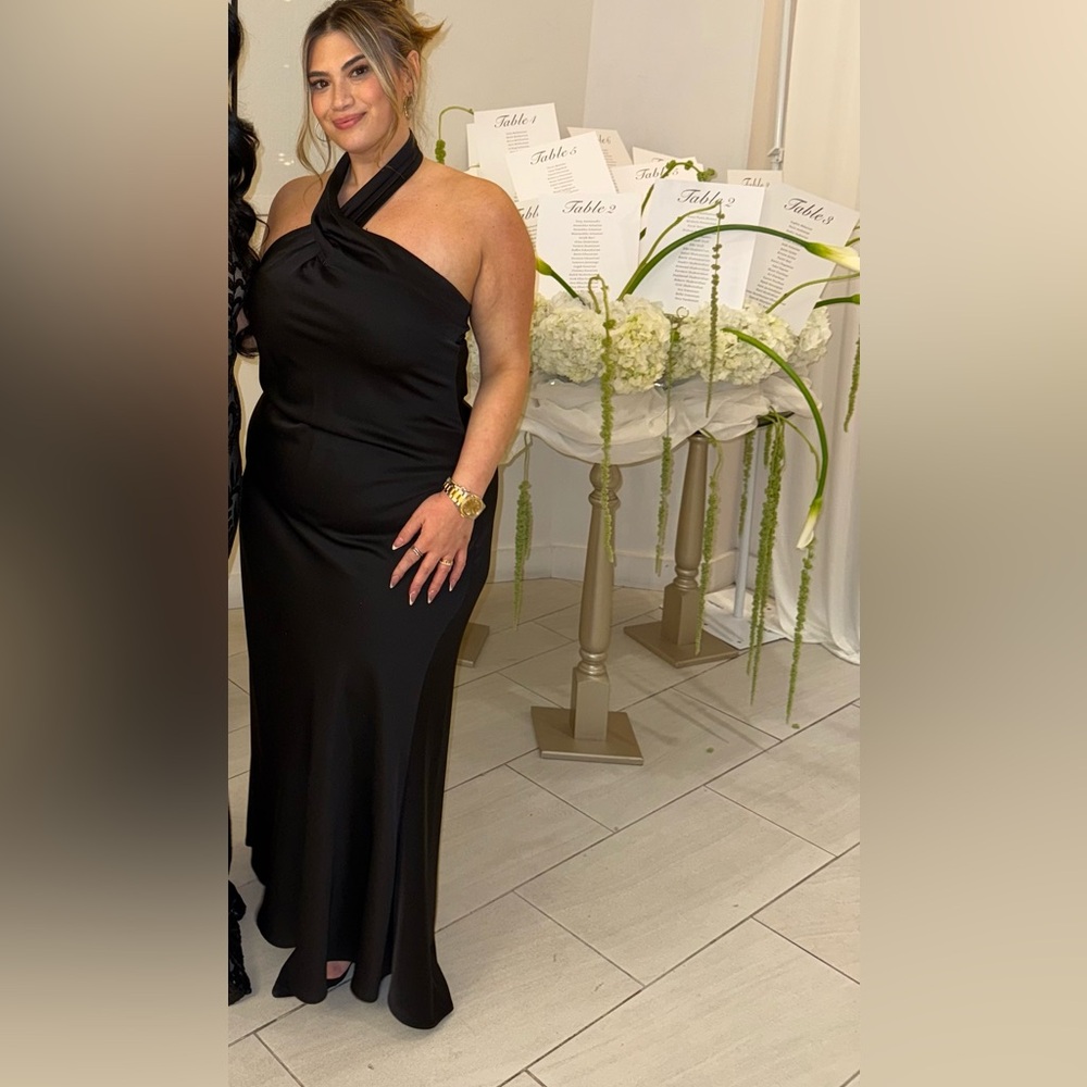 Anthropologie Black Halter Maxi Dress